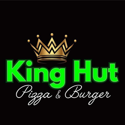 Logo restaurante king hut pizza e burguer