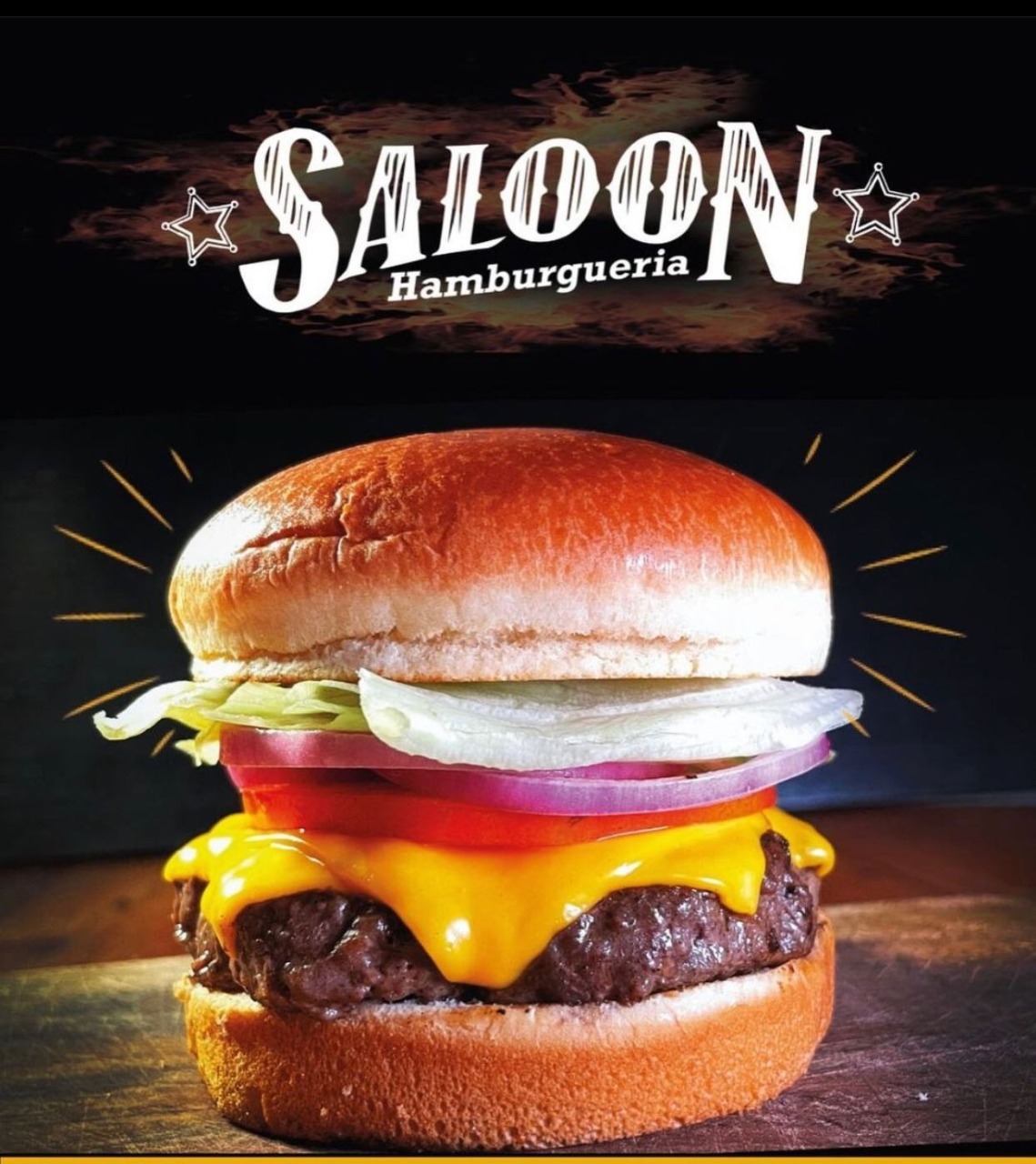 Logo restaurante saloon hamburgueria
