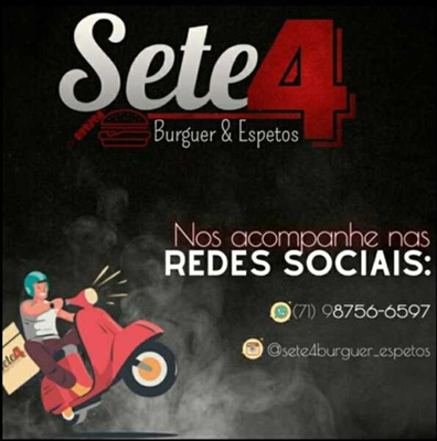 Logo restaurante sete4 burguer