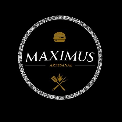 Logo restaurante maximus hamburgueria