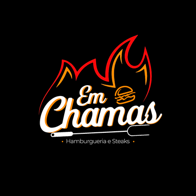 Logo restaurante Em Chamas - Hamburgueria e Steaks