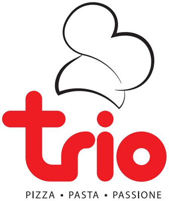 Logo restaurante Trio Pizza. Pasta. Passione