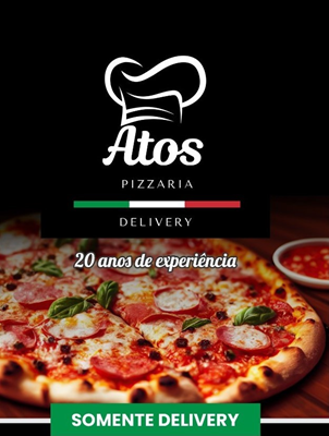 Logo restaurante pizzaria atos a sua melhor escolha