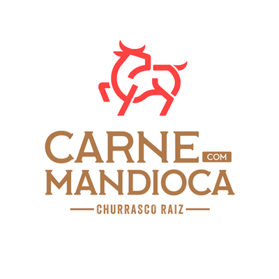 Logo restaurante Carne com Mandioca / Churrasco Raiz