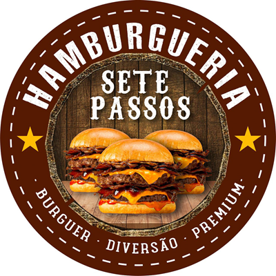 Logo restaurante hamburgueria sete passos