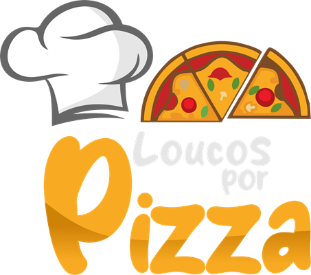 Logo restaurante pizzaria loucos por pizza e pastel